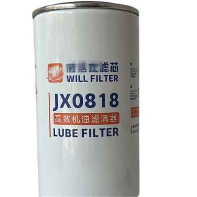 JX0818 OE NO. Vervaardiging van oliefilter voor motoren van zware vrachtwagens voor wagengravers 1,5 kg